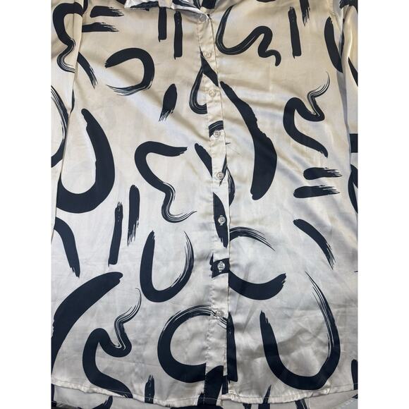 Milk & Honey White Black Long Sleeve Blouse Size 3x Plus Size Used - Picture 4 of 8